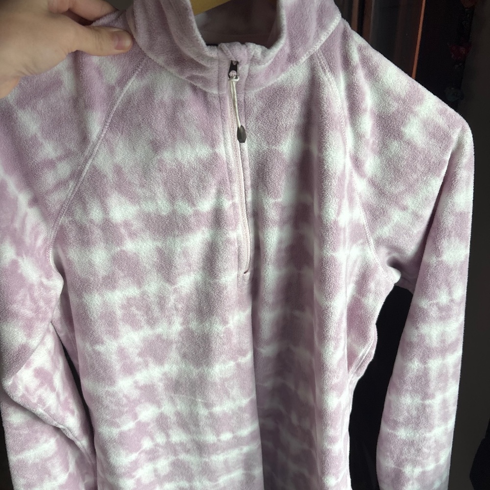 EDDIE BAUER lilac tyedie pattern quarter zip fleece